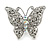 Silver Tone Clear Crystal Butterfly Ring - view 3