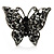Black Tone Jet-Black Crystal Butterfly Ring - view 3