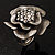 Antique Silver Crystal Rose Cocktail Ring - view 2