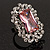 Large Victorian Diamond Delight Cocktail Ring (Silver Tone) - view 3