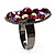 Red Crystal Oval-Shaped Cocktail Ring - view 3