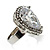 Pear-Cut Clear Crystal Ring (Silver-Tone) - view 7