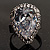 Pear-Cut Clear Crystal Ring (Silver-Tone) - view 2