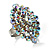 Rhodium Plated Iridescent AB Crystal Cocktail Ring - view 2