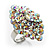 Rhodium Plated Iridescent AB Crystal Cocktail Ring - view 8