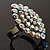 Rhodium Plated Iridescent AB Crystal Cocktail Ring - view 5