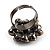 Jet Black Crystal Cluster Ring (Silver Tone) - view 4