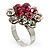 Clear And Pink Crystal Cluster Ring - view 5