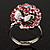 Crystal Butterfly And Flower Ring (Silver&Pink) - view 9