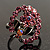 Crystal Butterfly And Flower Ring (Silver&Pink) - view 3