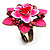 Deep Pink Crystal Enamel Cocktail Ring (Bronze Tone) - view 3