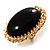 Oversized Oval Shaped Black Cocktail Ring (Gold Tone) - view 5