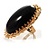Oversized Oval Shaped Black Cocktail Ring (Gold Tone) - view 3