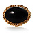 Oversized Oval Shaped Black Cocktail Ring (Gold Tone) - view 6