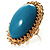 Oversized Oval Shaped Turquoise Style Cocktail Ring (Gold Tone) - view 5