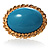 Oversized Oval Shaped Turquoise Style Cocktail Ring (Gold Tone) - view 3