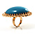 Oversized Oval Shaped Turquoise Style Cocktail Ring (Gold Tone) - view 7