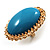 Oversized Oval Shaped Turquoise Style Cocktail Ring (Gold Tone)