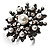 Large Snowflake Simulated Pearl Cocktail Ring (Black Tone) - view 4