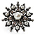 Large Snowflake Simulated Pearl Cocktail Ring (Black Tone) - view 2