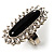Black Crystal Oval Cocktail Ring (Silver Tone) - view 4