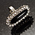 Black Crystal Oval Cocktail Ring (Silver Tone) - view 6