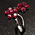 Magenta Crystal Flower Ring - view 4