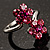 Magenta Crystal Flower Ring - view 8