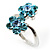 Sky Blue Crystal Flower Ring - view 6