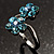 Sky Blue Crystal Flower Ring - view 7