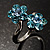 Sky Blue Crystal Flower Ring - view 2
