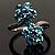 Sky Blue Crystal Flower Ring - view 3
