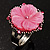 Antique Silver Pink Flower Ring - view 2