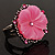 Antique Silver Pink Flower Ring - view 10