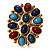 Oversized Multicoloure Oval Cocktail Ring (Gold Tone) - view 4