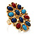 Oversized Multicoloure Oval Cocktail Ring (Gold Tone) - view 7