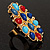 Oversized Multicoloure Oval Cocktail Ring (Gold Tone) - view 5