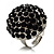 Silver-Tone Crystal Dome Shape Cocktail Ring (Jet-Black) - view 3