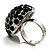 Silver-Tone Crystal Dome Shape Cocktail Ring (Jet-Black) - view 4