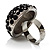 Silver-Tone Crystal Dome Shape Cocktail Ring (Jet-Black) - view 5