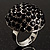 Silver-Tone Crystal Dome Shape Cocktail Ring (Jet-Black) - view 7