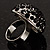 Silver-Tone Crystal Dome Shape Cocktail Ring (Jet-Black) - view 8