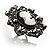 Large Filigree Crystal Cameo Cocktail Ring (Black Tone) - view 5