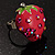 Peach Red Enamel Strawberry Ring - view 2