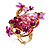 Exquisite Flower And Butterfly Cocktail Ring (Gold And Magenta)