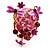 Exquisite Flower And Butterfly Cocktail Ring (Gold And Magenta) - view 8