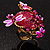 Exquisite Flower And Butterfly Cocktail Ring (Gold And Magenta) - view 9