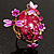 Exquisite Flower And Butterfly Cocktail Ring (Gold And Magenta) - view 11