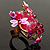Exquisite Flower And Butterfly Cocktail Ring (Gold And Magenta) - view 4