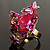 Exquisite Flower And Butterfly Cocktail Ring (Gold And Magenta) - view 3